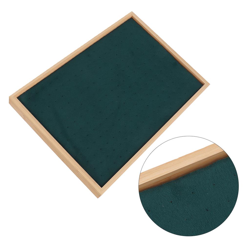 Ear Stud Tray Flannel Wood 216 Holes Lightweight Elegant Luxury Jewelry Storage Case Green
