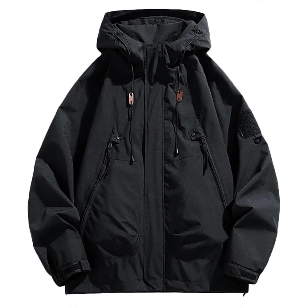 

Весна Новая Мужская Куртка Однотонная Модная Повседневная С Капюшоном Верхняя Одежда Ветрозащитная Для Кемпинга Рыбалки Пешего Туризма Активного Отдыха Мужская Одежда XXXL чёрный