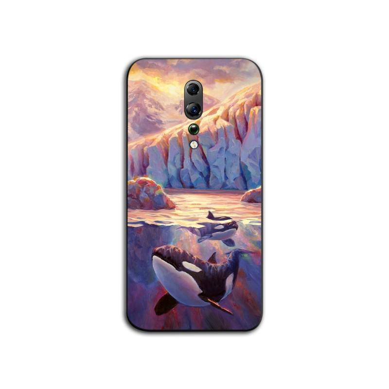 Killer Whale Orca Watercolor Phone Case For OPPO Find X5 X3 X2 A93 Reno 8 7 Pro A74 A72 A53 Soft Black Phone Cover