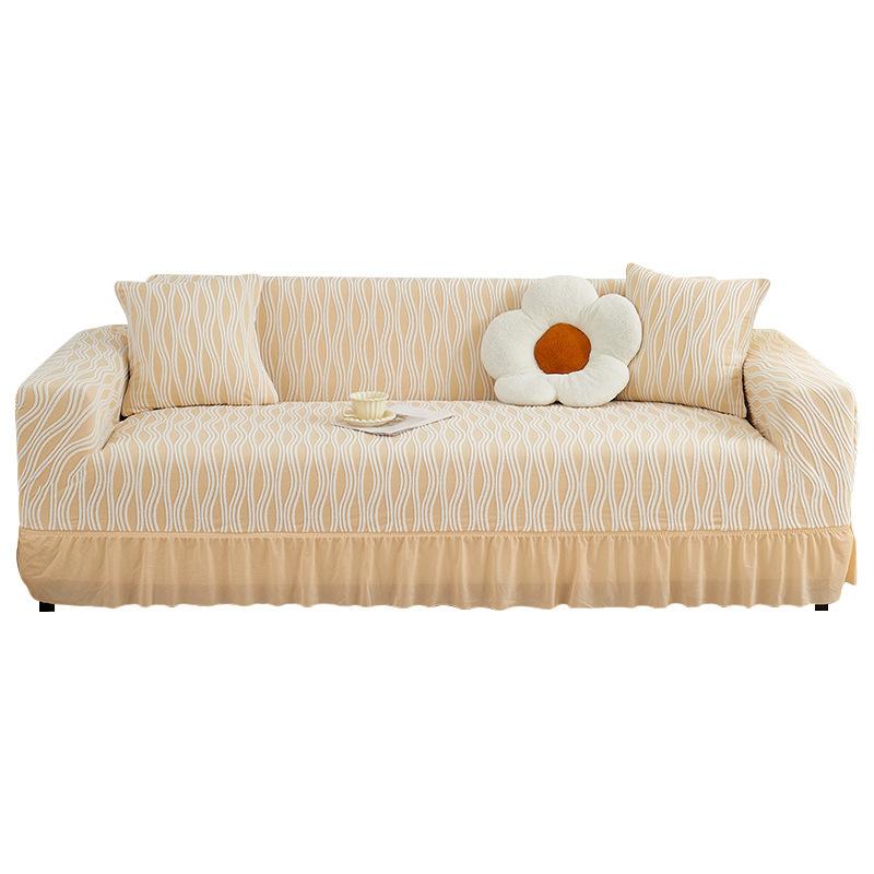 Living Room Straight Row Sofa Cover Dust Cover Skirt Lace Elastic All-Inclusive One-Piece Anti-Scratching Four Seasons Universal