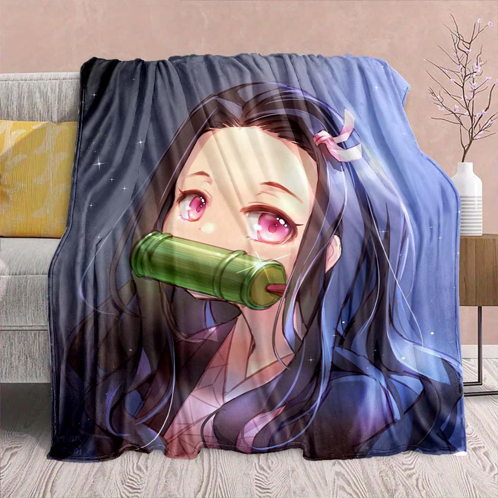 Demon Slayer Anime Flanelldecke - Weich Warm Perfekt für Sofa, Bettwäsche Camping Reise Büro Heimdekor -QJY