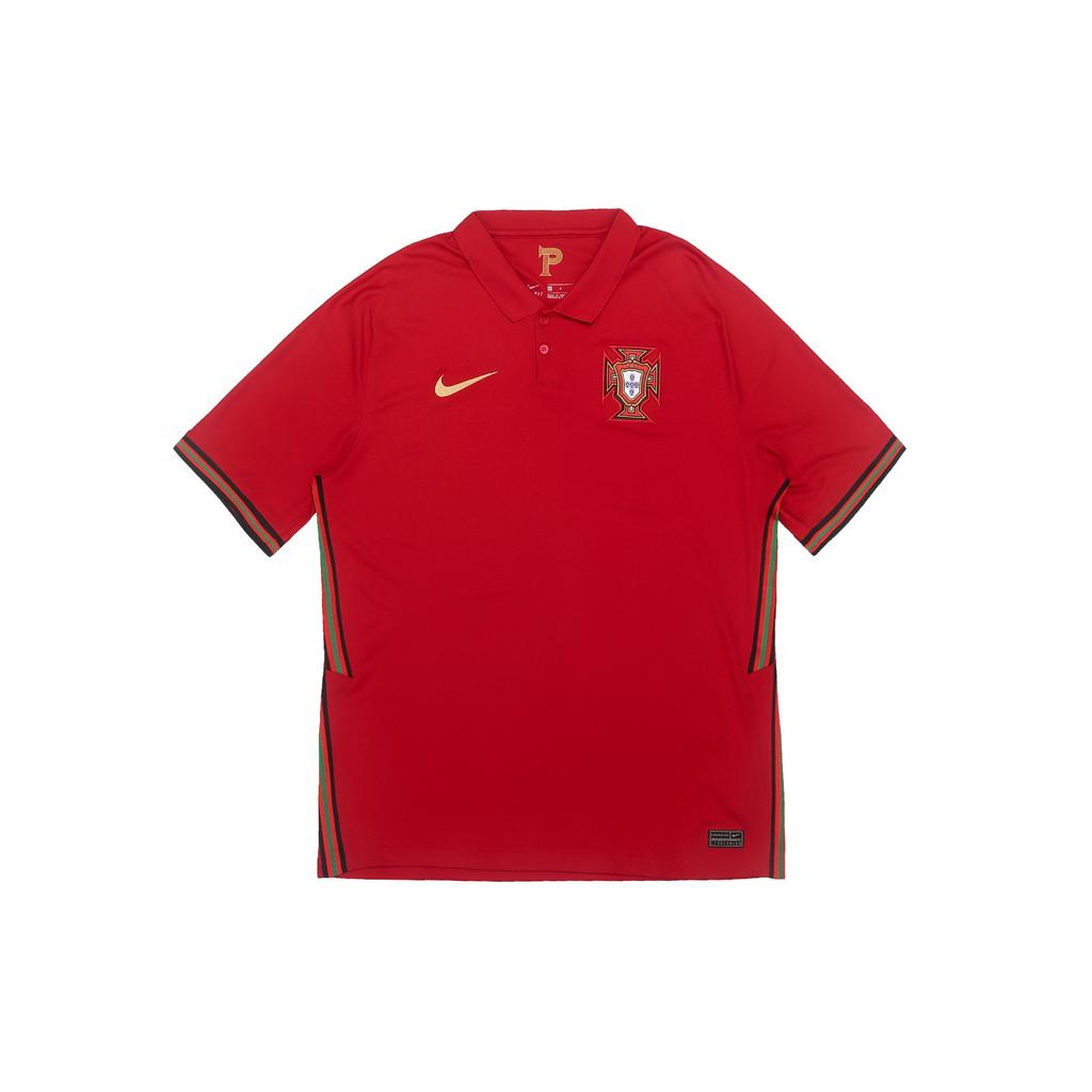 Nike Portugal 2020 Season Home Fan Edition Polo Collar Short Sleeve Football Jersey Men Tops Red CD0704-687