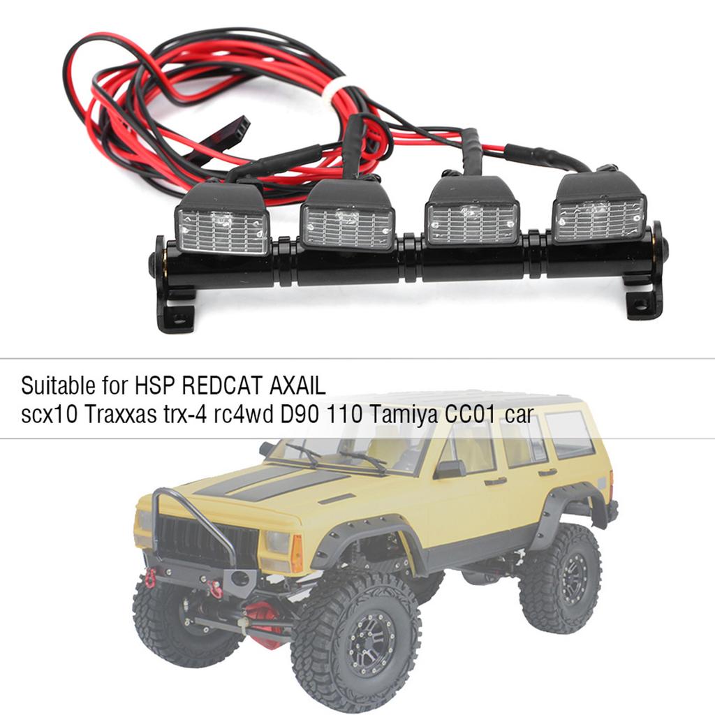4 LEDs Light Bar Roof Lights Lamp A essory Part for scx10 ‑4 RC Car (White)