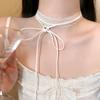 Neue Mode Unifarbene Spitze Blume Band Choker Halsband Schwarz Weiß Halskette Vintage Y2K Choker Kette Halsketten Party Schmuck
