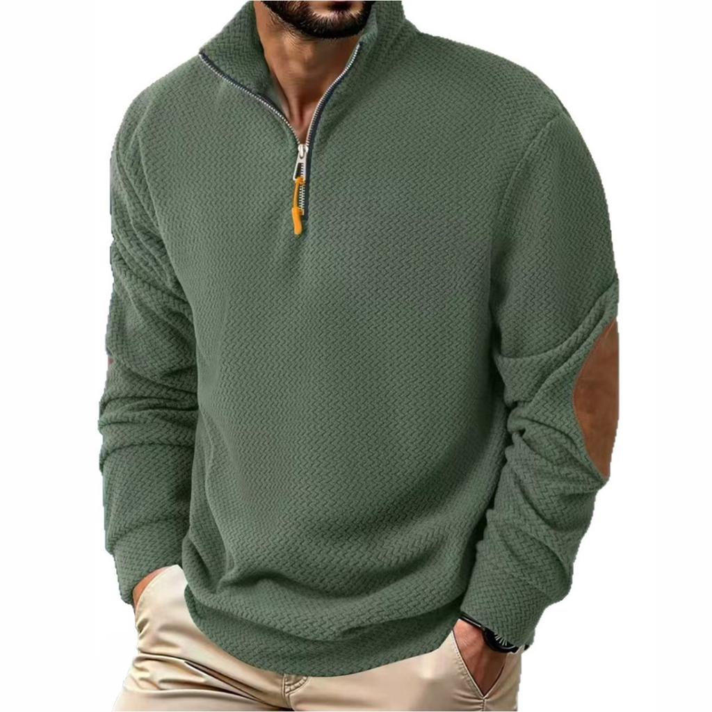 Men's Solid Color Stand Collar Zipper Sweatshirt Hoodie Men's Sports Large Size Casual Sweatshirt