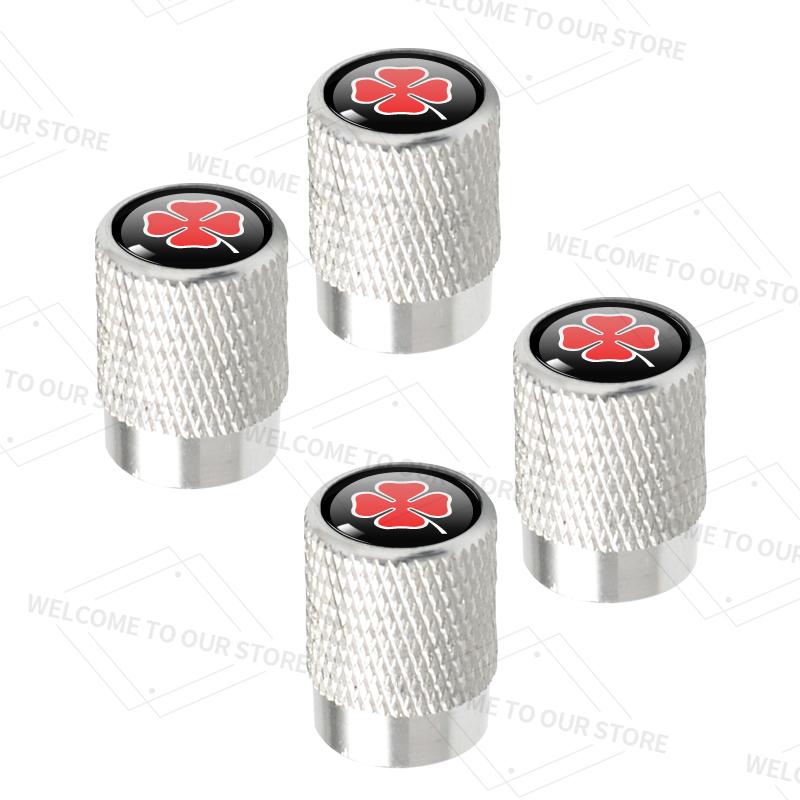 4pcs/1set Four-leaf Clover Logo For Alfa Romeo Giulietta Giulia Mito Car Valve Caps Wheel Tires Air Tyre Stem Protective Cover nsf154