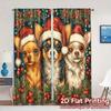 2D Flat Printing  JIT 2pcs   Curtains (Without Rod) Festive Pups Sleigh Popular Curtains Digital Printed Versatile 100% Polyester