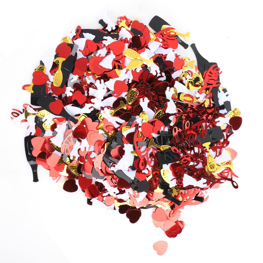 PVC Sequins Red Heart Golden Black Wine Glass Shaped Confetti Add Shine Gift Decoration