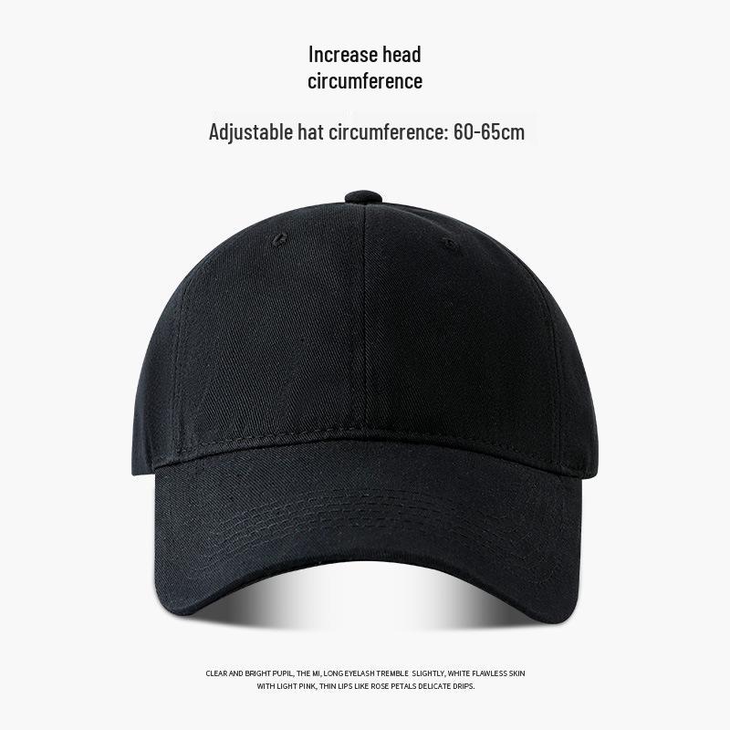 "65cm Unisex Solid Color Baseball Cap with Soft Top, Deepened and Widened Brim for a Slimmer Face Look."