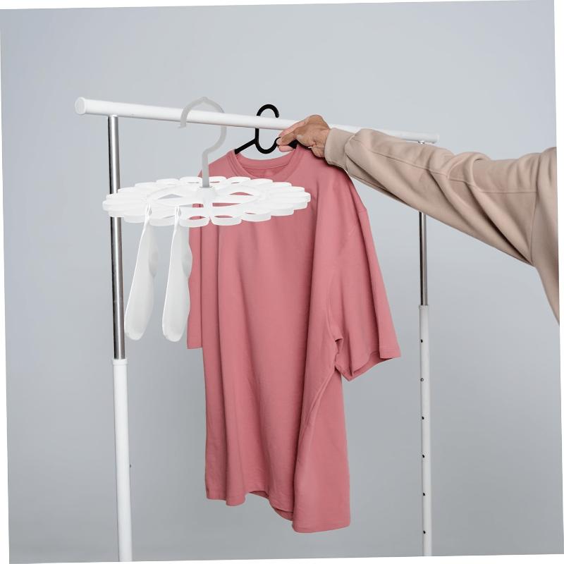 1pc Multi-functional Rotating Sock Rack 20-Clamp Hanging Design,for Balcony/Dorm/Laundry Room Space-Saving, Plastic Material, Drying Racks
