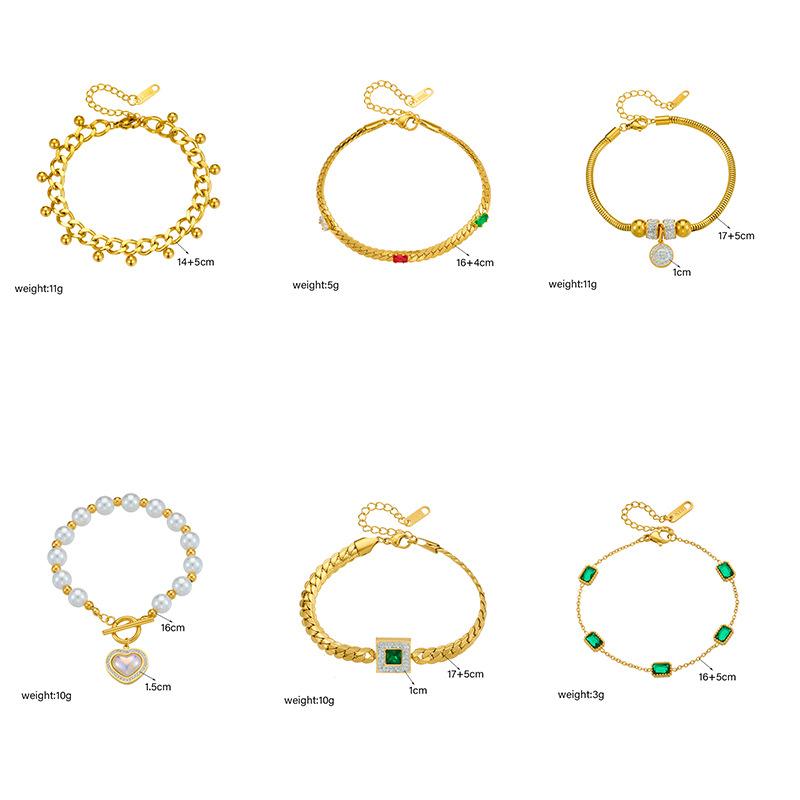 Light Luxury High End Titanium Steel Bracelet Rhinestone And Pearl Chain Versatile Non Fading Accessory