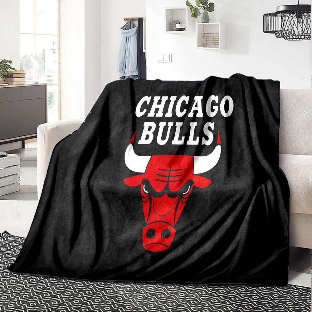 Chicago Bulls Logo Flanellen Deken, Zacht Polyester, Modern Ontwerp, Voor Alle Seizoenen voor Kamperen, Reizen, Cadeaus voor Feestdagen of Verjaardagen