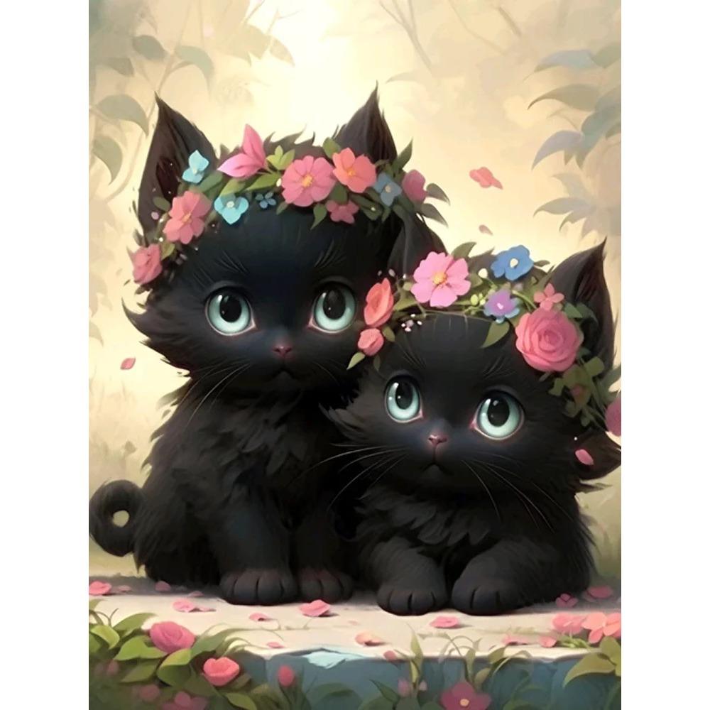 Diamond Painting Full Drill Cute Santa Claus Round Diamond Painting Handmade Cat Animal Diy Diamond Mosaic Painting Home Decoration Christmas Gift