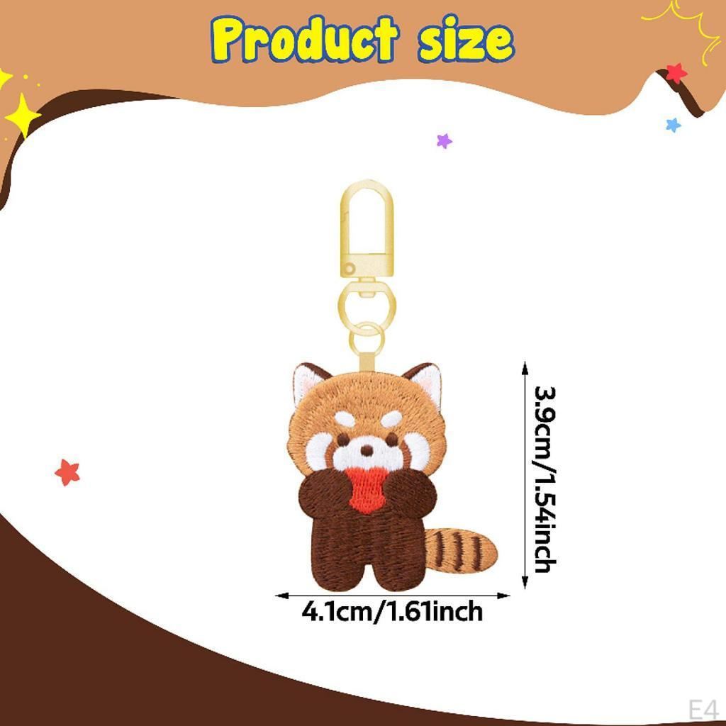 Embroidered Red Panda Keychain for Birthday, Valentine's Day