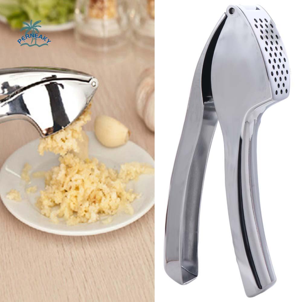 Easy-Squeeze Manual Garlic Press Ergonomic Grip Zinc Alloy Garlic Masher Anti-Rust Handheld Ginger Crusher Home