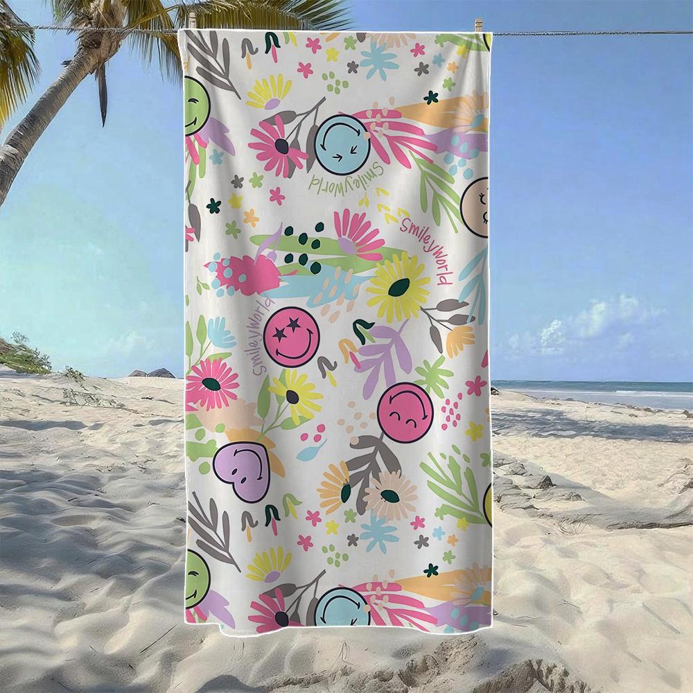 

Mermaid & Smiley Face & Geometric Triangle Beach Towel, Soft Durable Quick-Drying, Ideal For Summer Beach, Swimming & Camping W30*H60(CM)