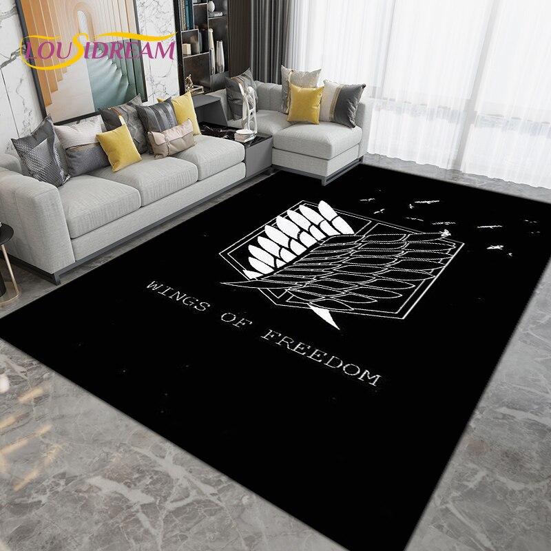 Anime Cartoon Attack On Titan Area Rug Large,Carpet Rug for Living Room Bedroom,Kitchen Bathroom Doormat Non-slip Floor Mat Gift