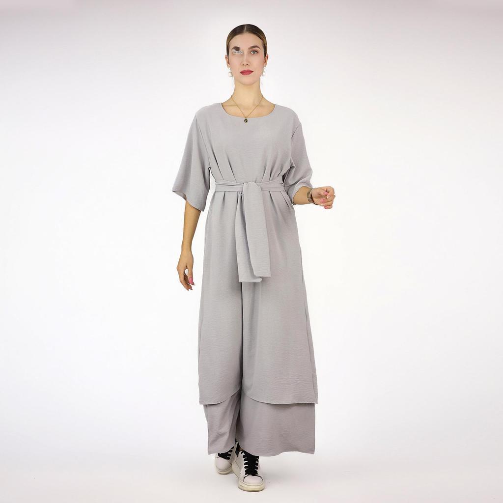 Loriya Solid Color Dress Two-Piece Set - Middle East Edition 2023