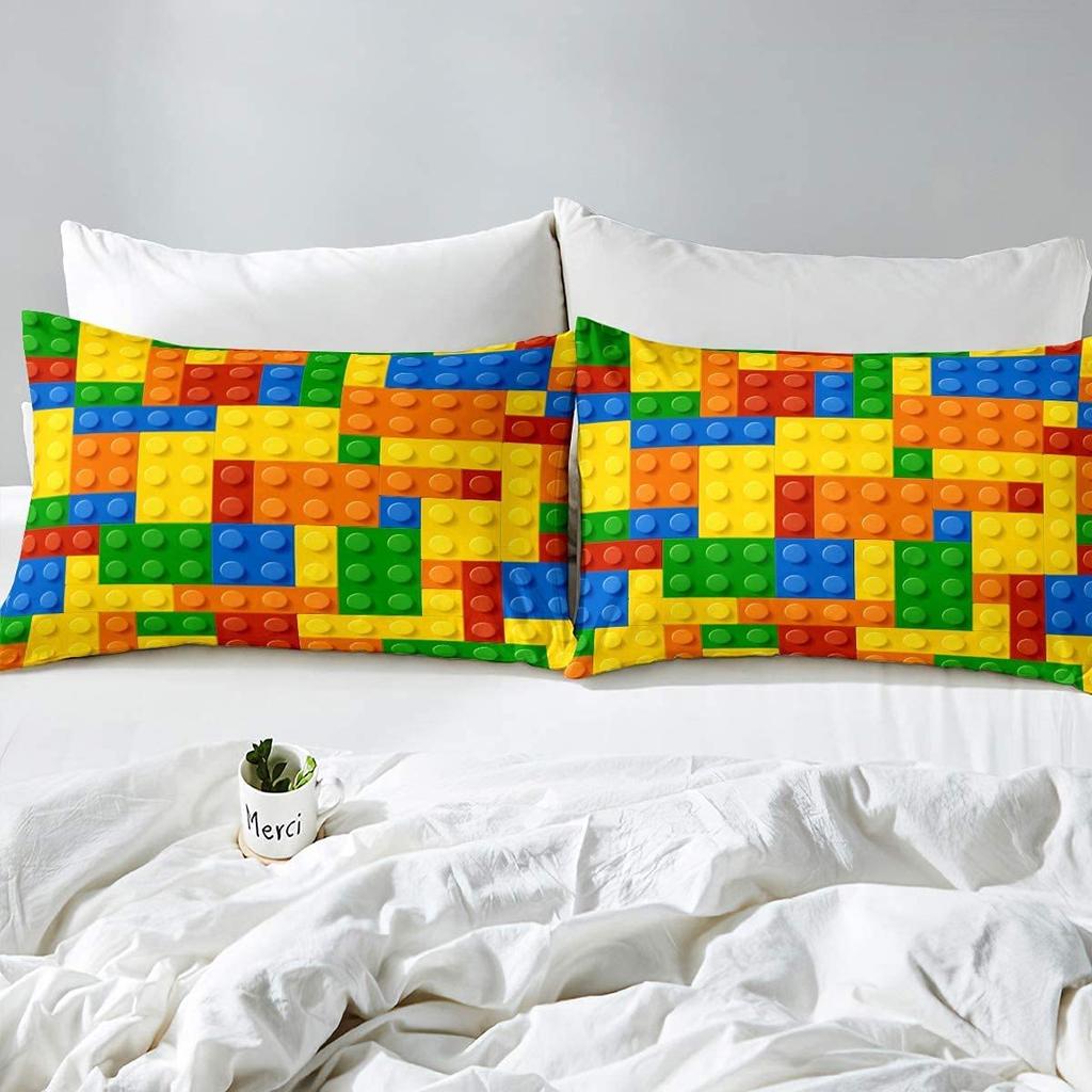 Children'S Building Block Three-Piece Quilt Cover 3D Digital Printing Bedding Set Custom Bed Cover