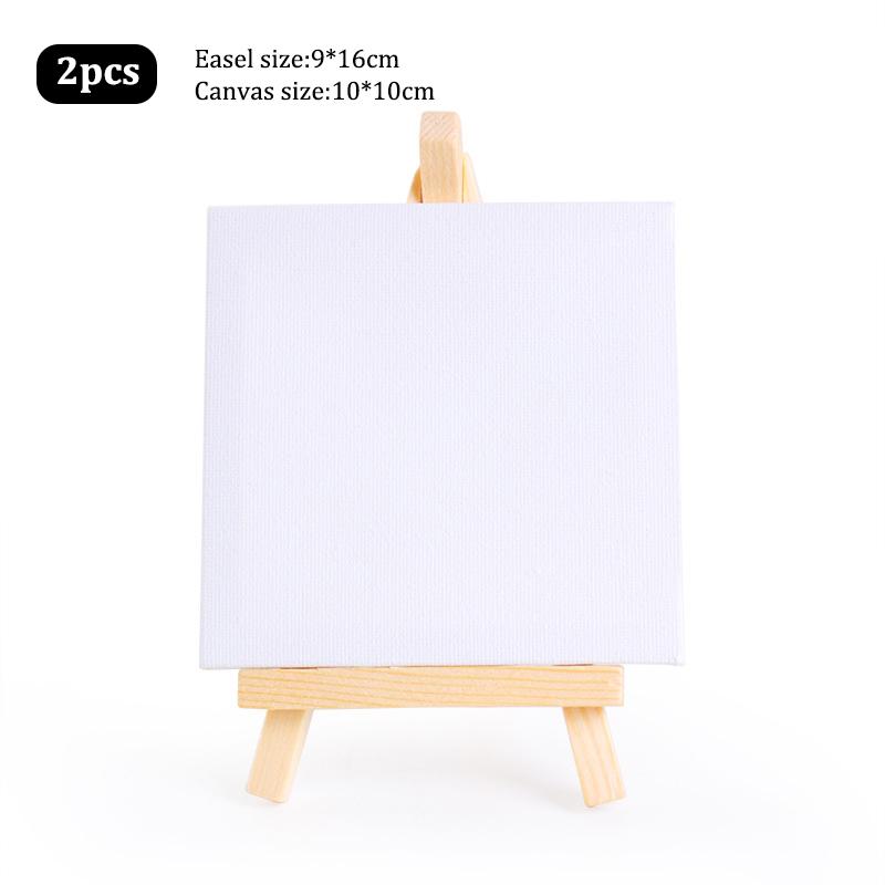 

2-Pack Mini Wooden Easel With Canvas Set,Portable Desktop Art Easel Stand With Blank Canvas,For Acrylic,Watercolor,Oil Painting