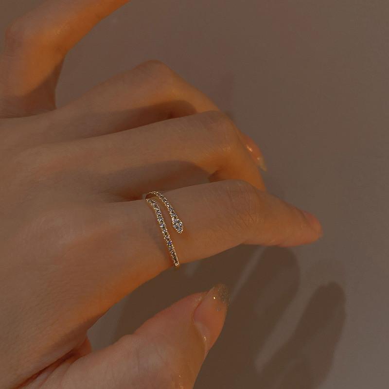 Stylish Adjustable Copper Finger Ring For Women Unique Geometric Design Chic And Trendy