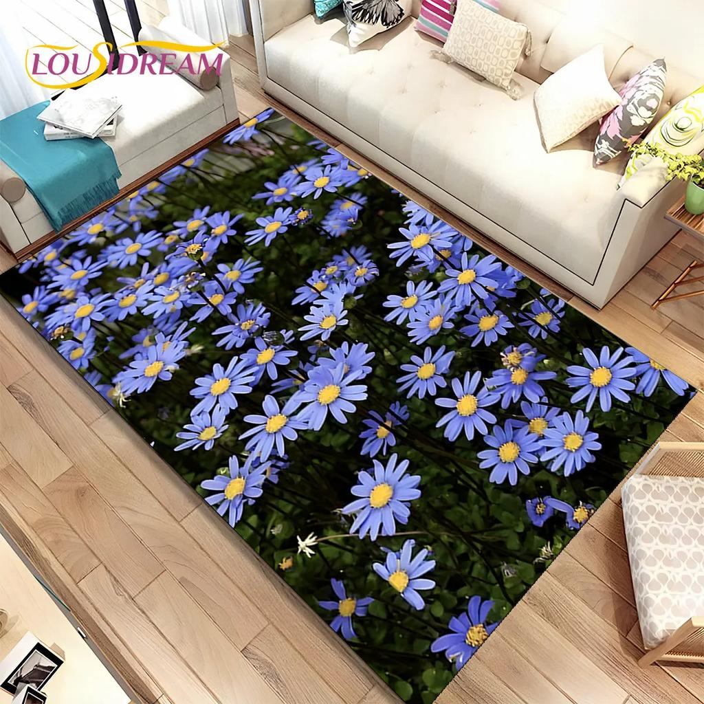 Nordic 3D Daisy Flower Area Rug,Carpet Rug for Home Living Room Children Bedroom Sofa Doormat Decor,kids Play Non-slip Floor Mat