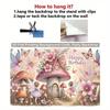 2D Whimsical Fairy Garden with Mushroom House Happy Birthday Backdrop