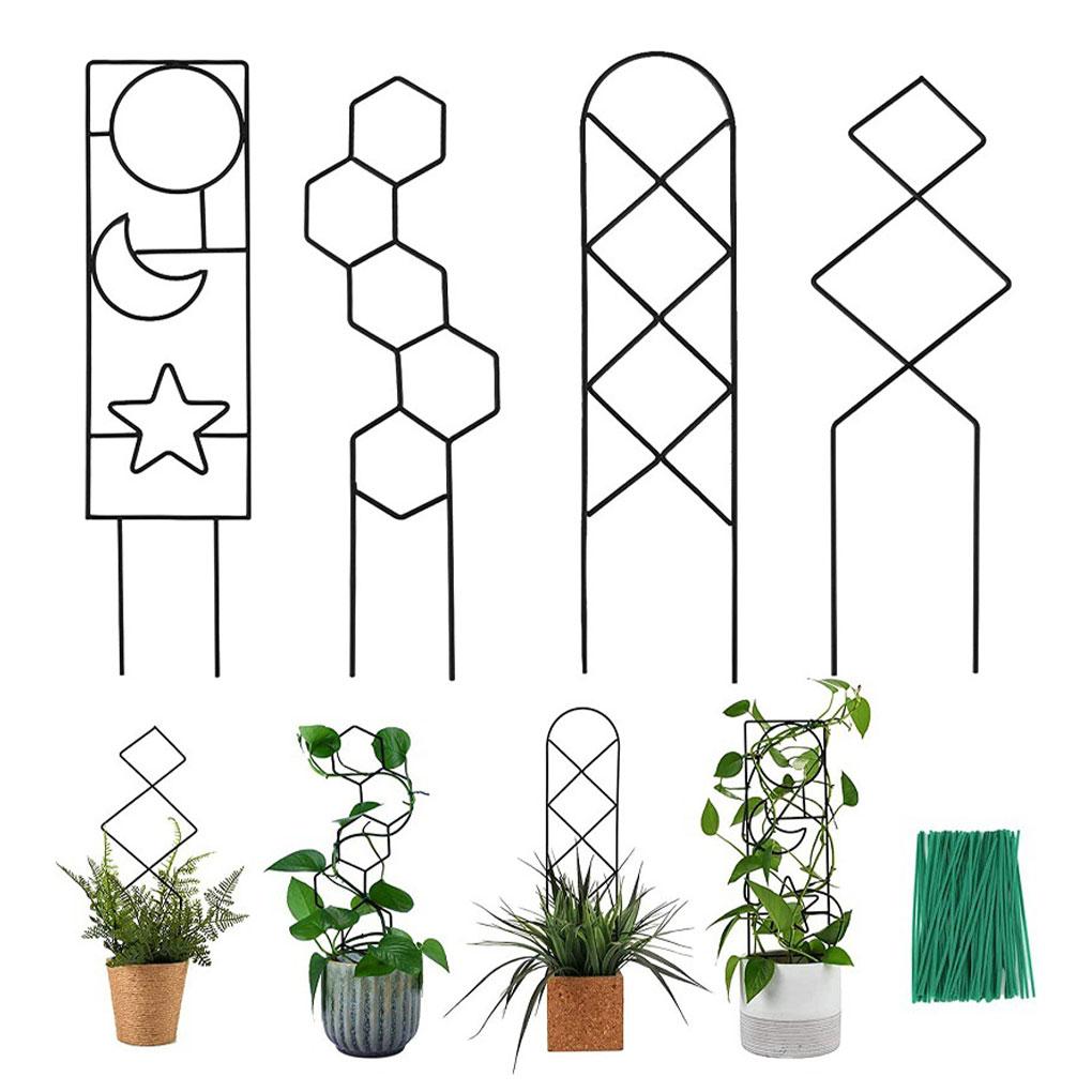 2x Black Small Metal Trellis For Pots Sturdy Support For Indoor Climbing Plants Indoor Plant Support