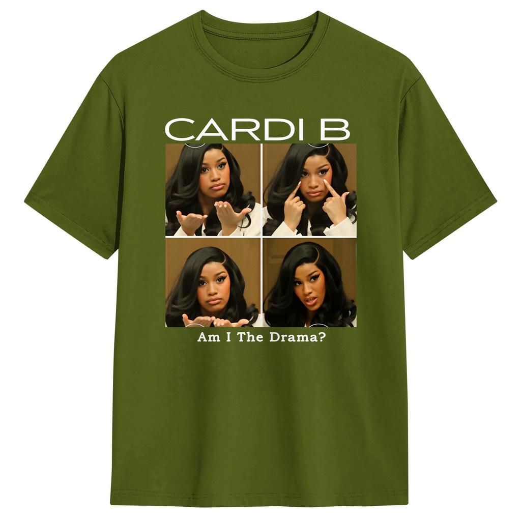 Oversized T Shirt Beach Cardi B Am I The Drama Popular TShirts Cotton Tee Shirt for Unisexs Y2K Basic Short Sleeve Tops