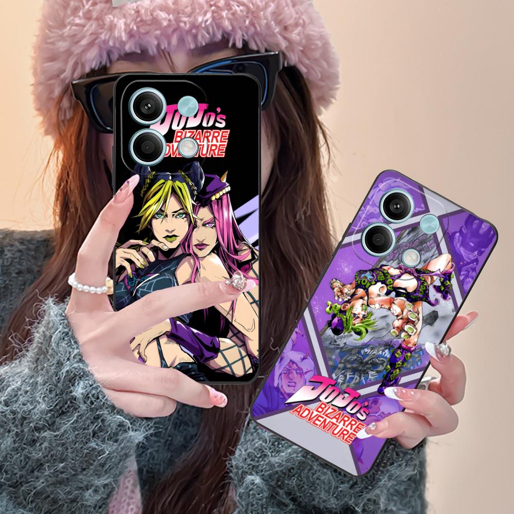 JOJO Jolyne Kujo Phone Case for Xiaomi Redmi Note 14 13 12 11 10 9 S A Pro Plus Lite 5G Black Smartphone Cover Cellphones