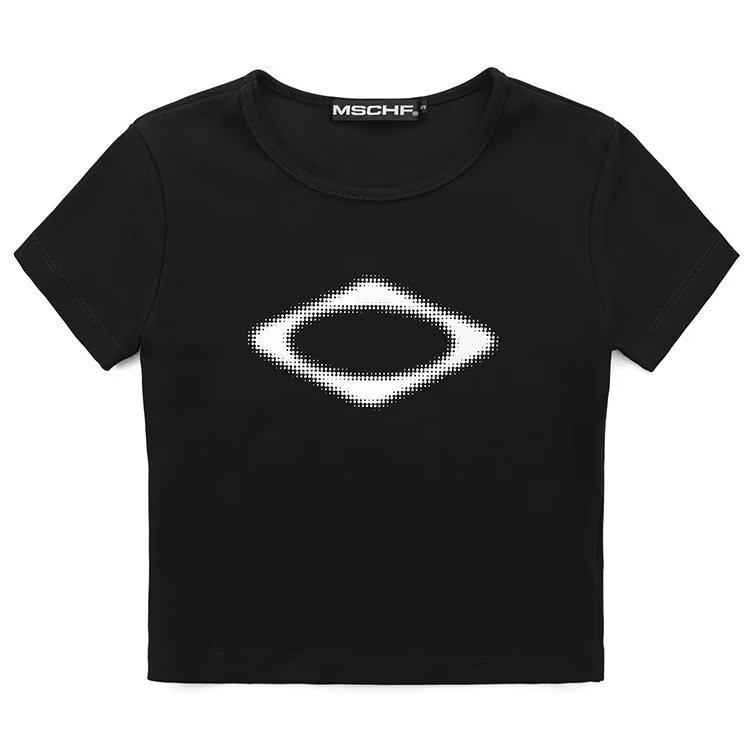 

2024 Summer Pink Short-Sleeve Fuzzy Slim Fit Women s Round Neck T-Shirt M