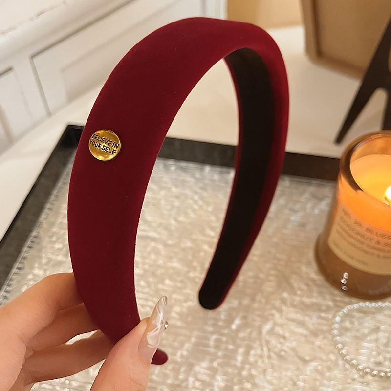 Velvet Wide Headband for Women High Cranial Top Hair Hoop Autumn Winter Elegant Red Hair Accessories