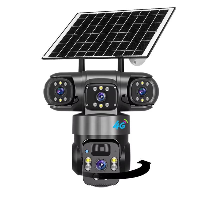 

360° Panoramic Triple-Lens Solar Wireless 4G Outdoor Camera with Night Vision Dual-Lens Solar WiFi