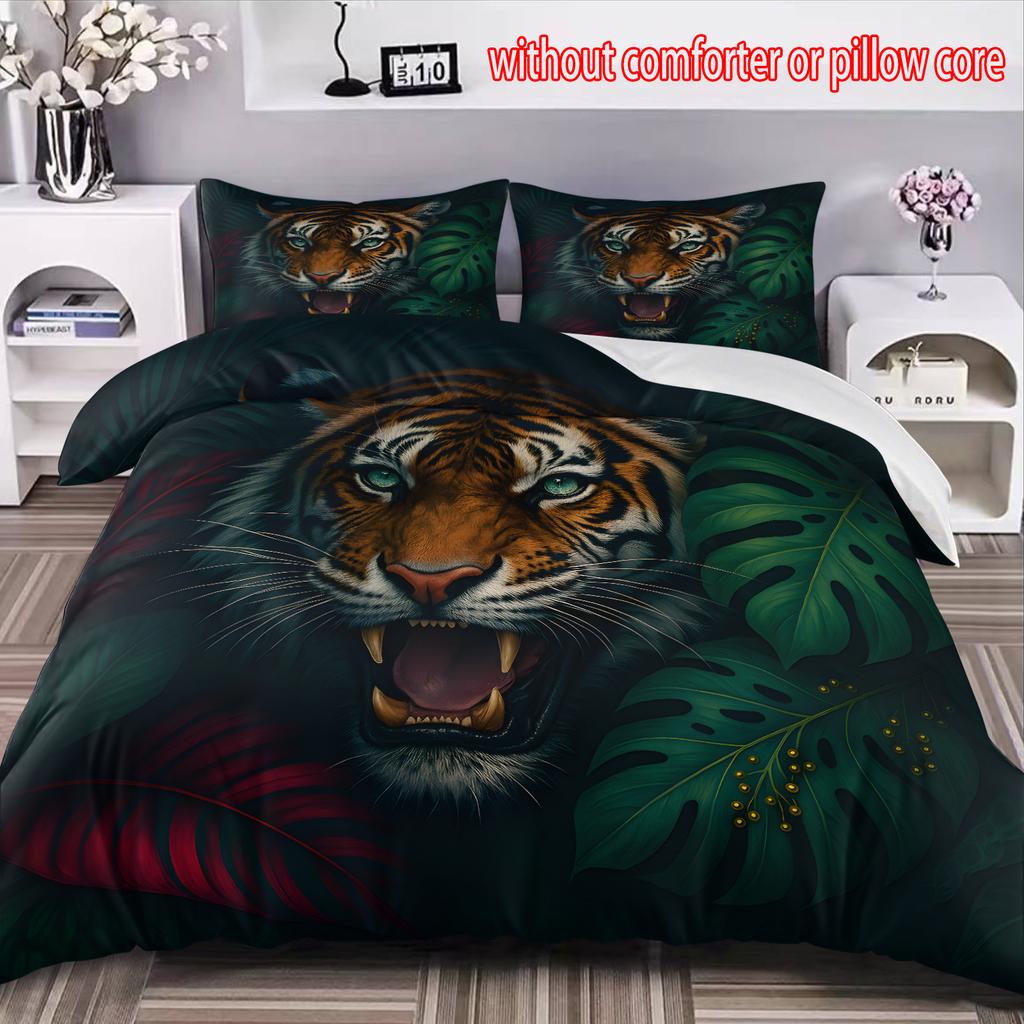 Tiger Three-Piece 3D Digital Printing Quilt Cover Home Textile