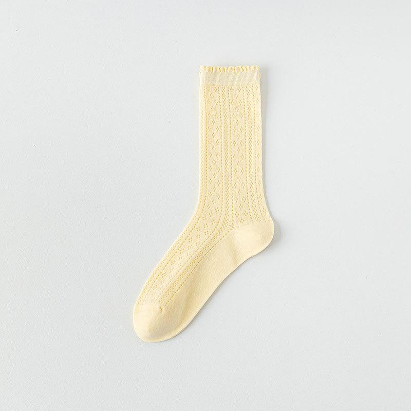 

Летние кружевные черно-белые махровые носки с маленькими кожаными туфлями, носки в балетном стиле для женщин. Летние тонкие носки до середины икры 1 pair кремовый