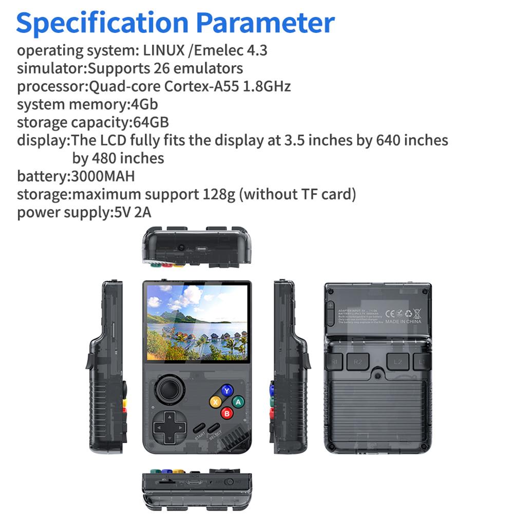 Console Portable M19 - 30 000+ Jeux Rétro, 26 émulateurs, écran 3,5" HD, Batterie 3000mAh - Système Linux/Emelec 4.3 (Gris 128Go) - 3