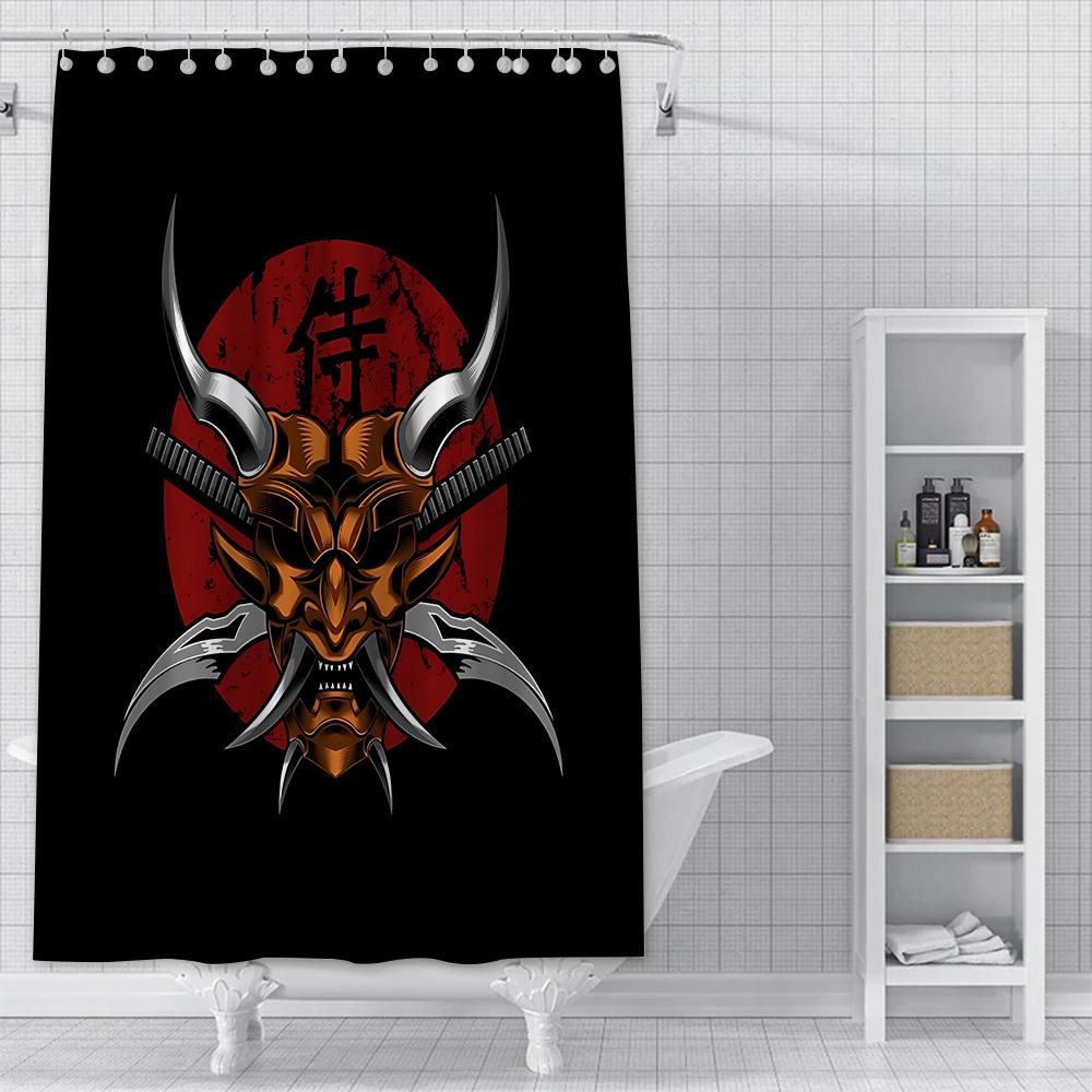 Japanese samurai devil Shower Curtain Waterproof Polyester Fabric Paint Bath Curtains Home Bathroom Decor Curtain With Hook