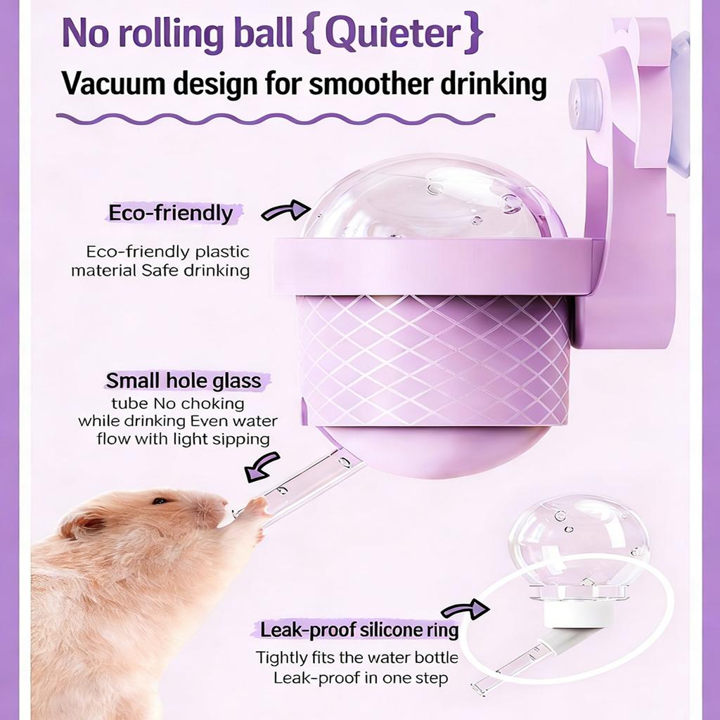 Fun Ice Creams Themed Small Animal Water Feeders with Silicones Suction Cup Drinking Feeders Dispenser Bottles