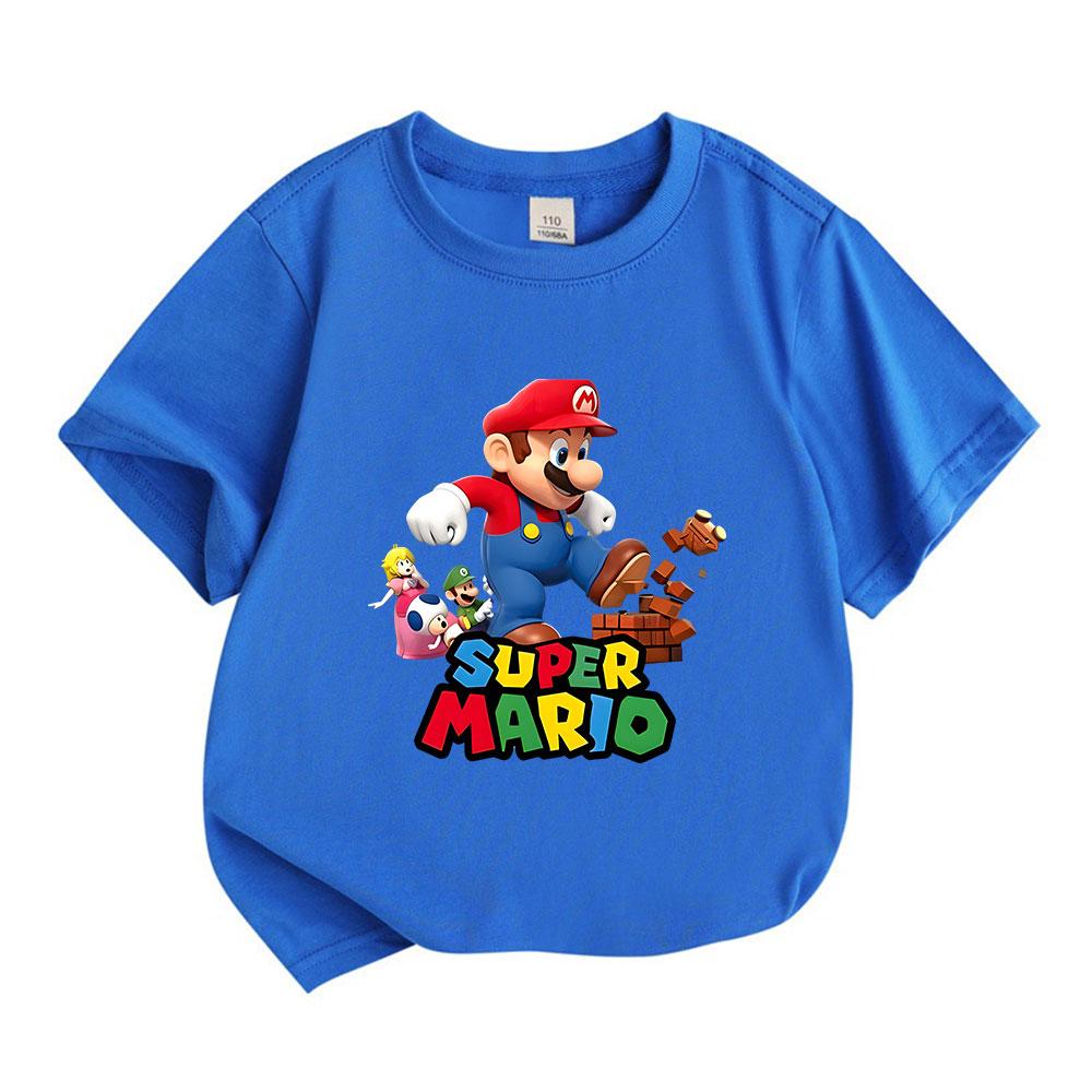 Kids Boys Girls Crew Neck Short Sleeve T-Shirt, 100% Cotton Casual Cartoon Character Printed Tee for Children Summer Comfortable Breathable Tops for D