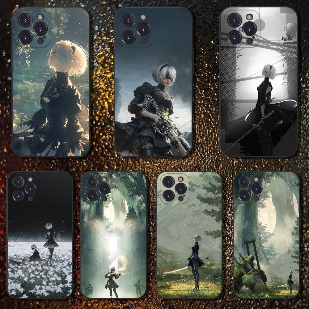 Game Nier Automata Phone Case For iPhone 16,15,14,13,12,11 Plus,Pro Max,XS,X,XR,SE,Mini,8,7,Soft Silicone Black Cover