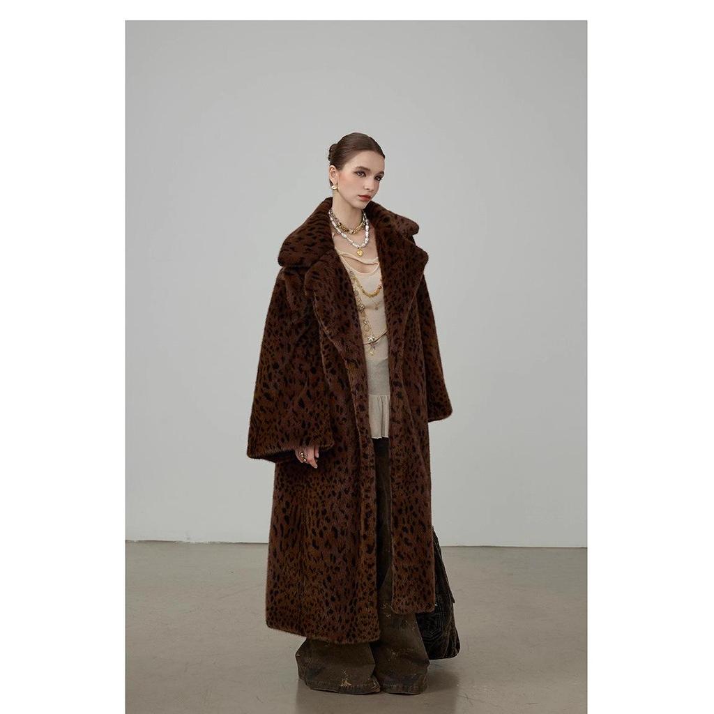 Women's Leopard Print Faux Fur Trench Coat - Versatile, Loose Fit, Autumn/Winter Fashion