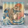 Funny Japanese Cat Shower Curtain Cute Fun Cool Cat Monster Shark Shower Curtains For Bathroom Vintage Ocean Waves Anime Kids