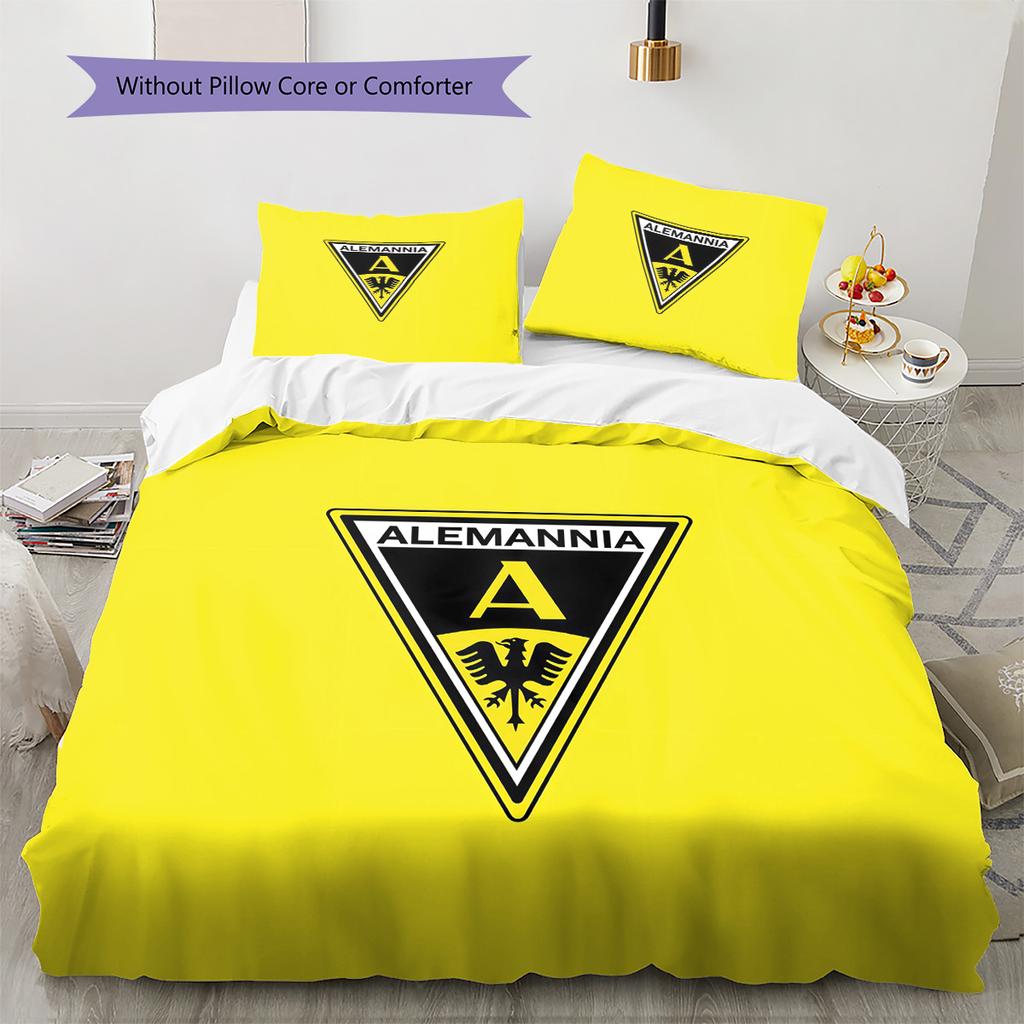 Alemannia Aachen Pattern Bedding Quilt Set Home Decoration Gift (1 * duvet cover + 2 * pillowcase without core).xwn