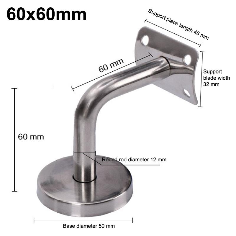 Stainless Steel Handrail Bracket Durable Wall Support Fixing for Balcony Balustrade Stair Hand Rail 60x60mm