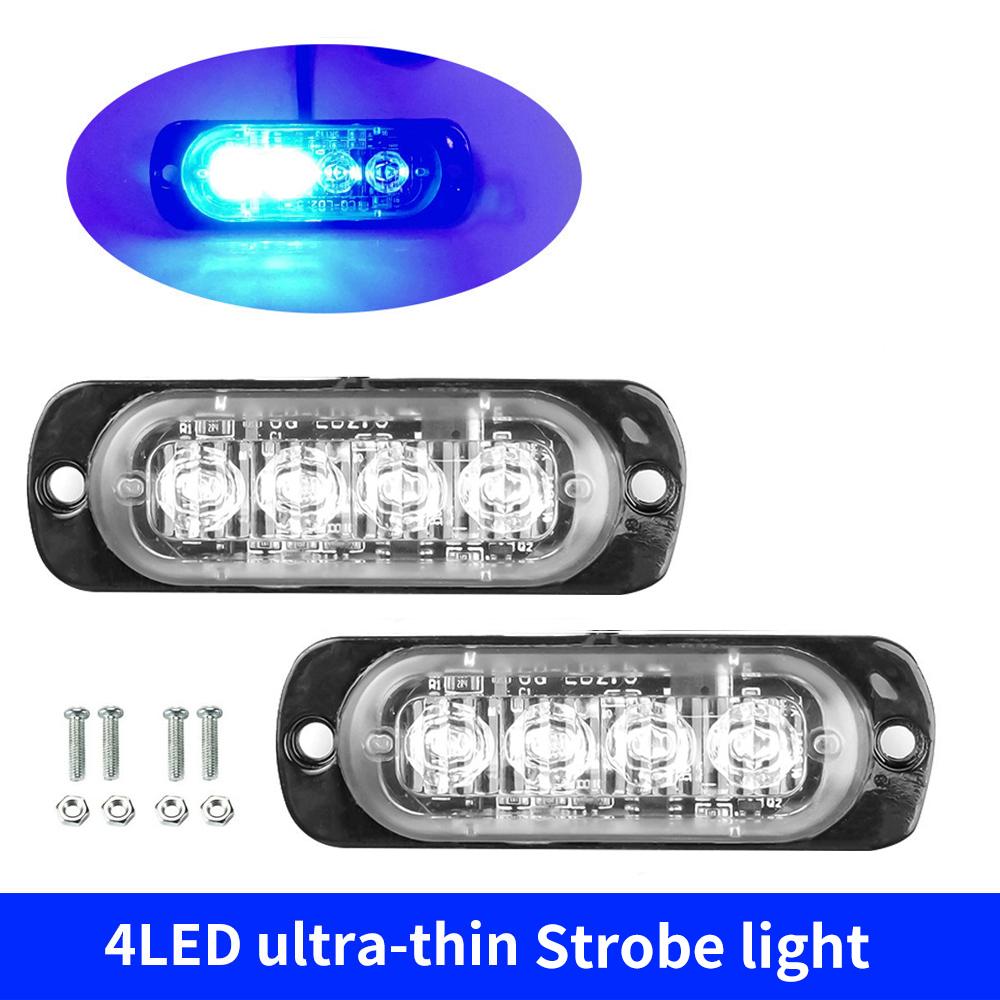 

4 Led Strobe Side Warning Light Flashing Light Bar Car Truck Beacon Lamp Amber Yellow White Traffic Light 12V-24V Waterproof