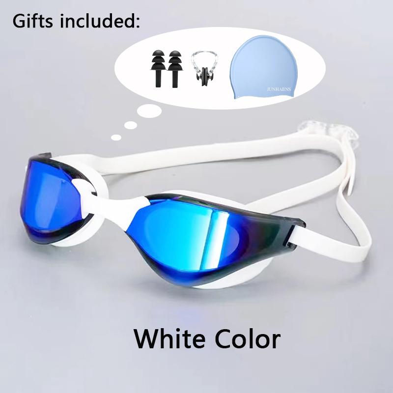 Meslek Yarış Yüzme Gözlüğü Kaplama Su Geçirmez UV Koruması Yarışma Buğu Önleyici Gözlükler Açık Hava Maç Gözlükleri