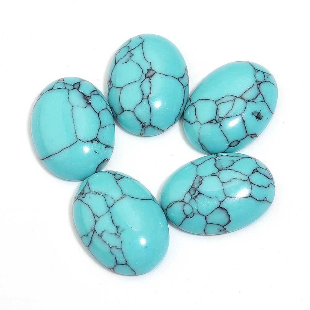 2-10 pezzi Cabochon di Turchese Blu Naturale Cabochon Ovale con Fondo Piatto Perline Sfuse Per la Realizzazione di Gioielli Anello Fai da Te Accessori per Collana
