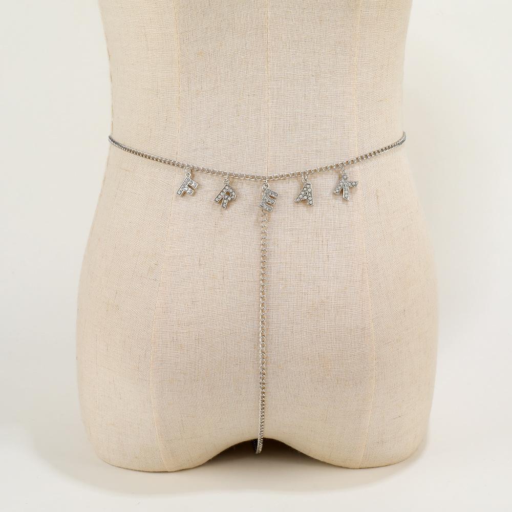 Модная цепочка на талию, многослойная хип-хоп рок-цепочка, многоэлементный алфавитный лоскутный пояс, панк-цепочка для тела