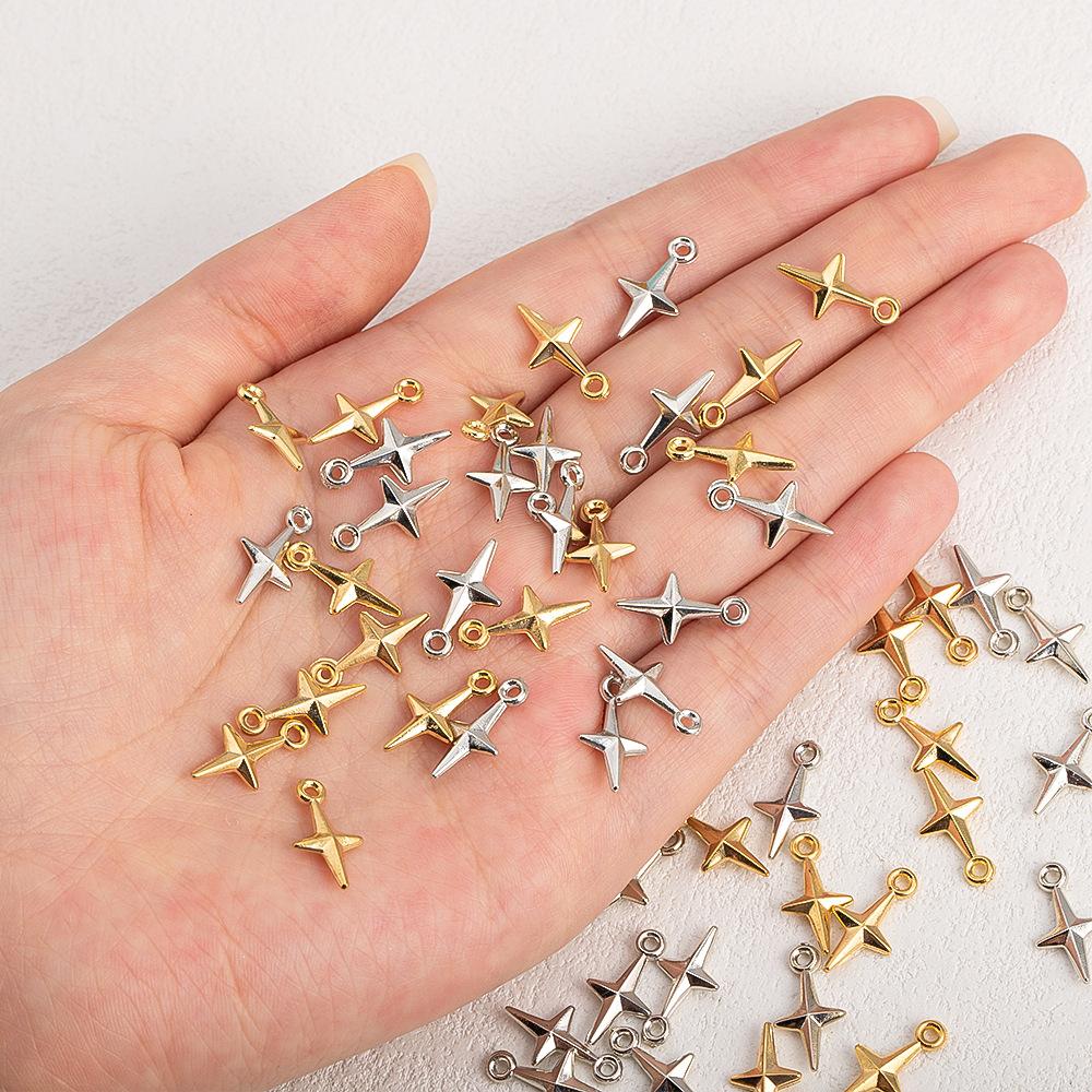 K Gold Star Charm Pendant, Small Star-Shaped Jewelry Accessory for Necklaces and Bracelets