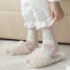 Söta Rosa Kaniner Rosett Imitation Mink Strumpor Vinter Plysch Varma Hem Sovstrumpor Ins Japansk Tecknad Söta Pälsiga Tubstrumpor